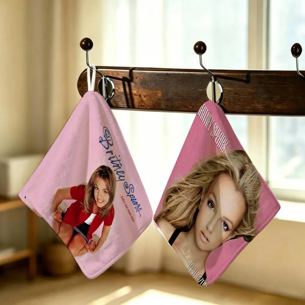 Singer B-Britney S-Spears Household Hanging Towel Polyester Cotton Hand Wiping Towel Sturdy For Bathroom Bedroom
