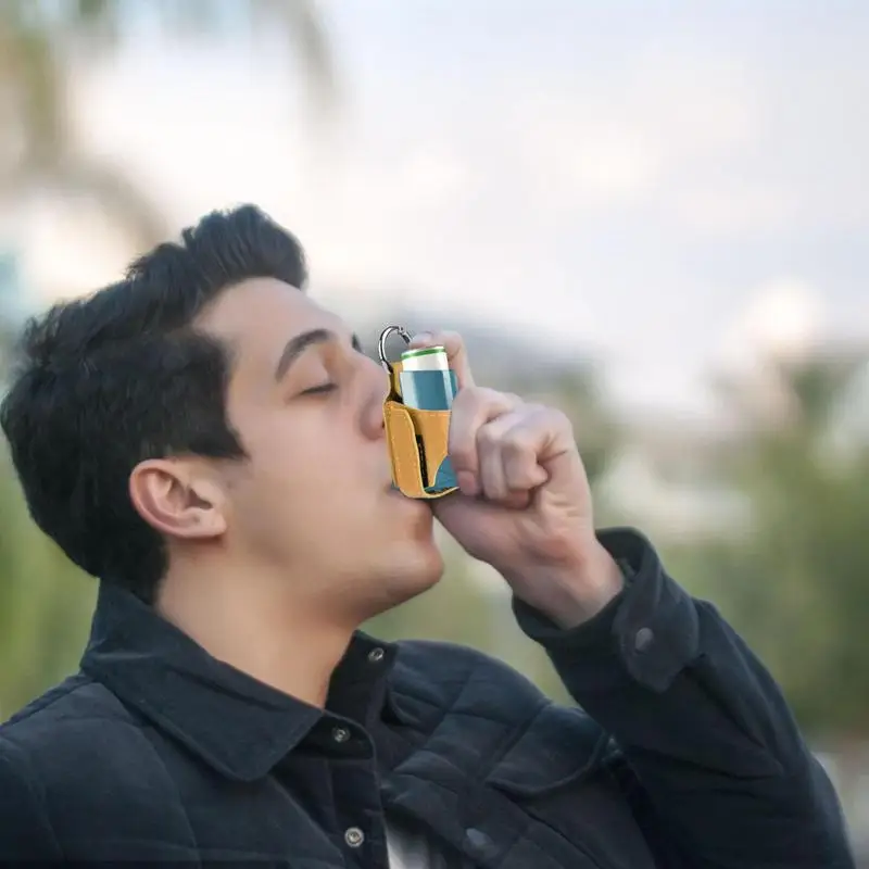 Storage Case For Inhaler With Metal Buckle Waterproof Protective PU Leather Case For Inhaler For Travelling School And Hiking