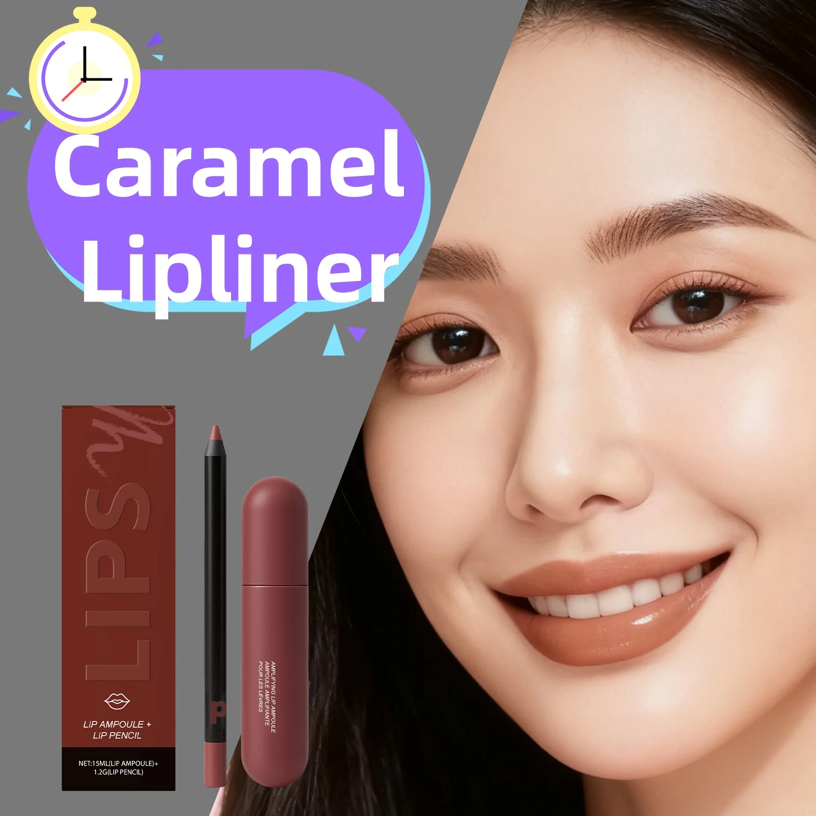 ชุดลิปคอมโบ พร้อมดินสอเขียนขอบปาก ลิปกลอส ติดทนนาน ชุดบำรุงริมฝีปาก ให้สีสัน ชุ่มชื้น ดูอวบอิ่ม 2 in 1 ลิปสติกแต่งหน้า