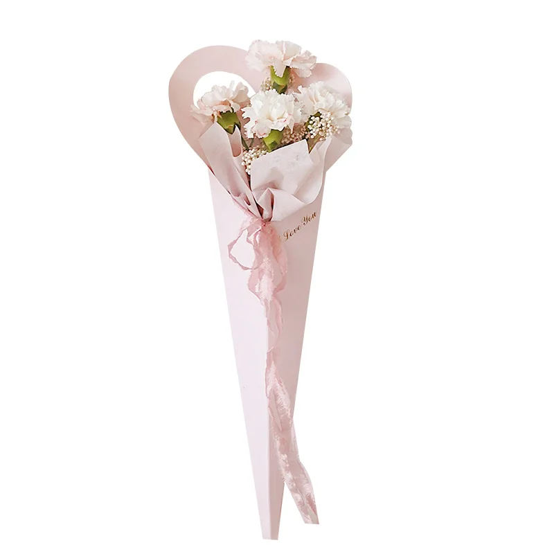 Love Single Rose Box, Flower Shop Packaging Paper Bag Sleeves, 5Pcs