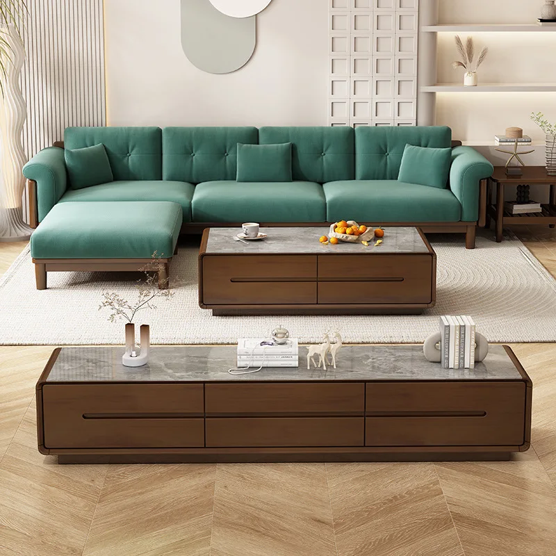 Flannel sofa living room combination Japanese simple white cream style furniture small apartment simple sofa