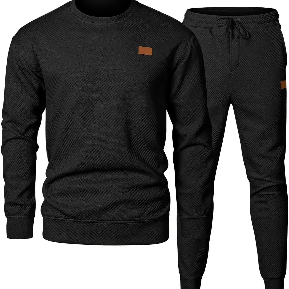 Autumn Winter New Men's Sports Casual Tracksuits Round Neck Long Sleeve Pullover And Drawstring Pants Two Piece Sets