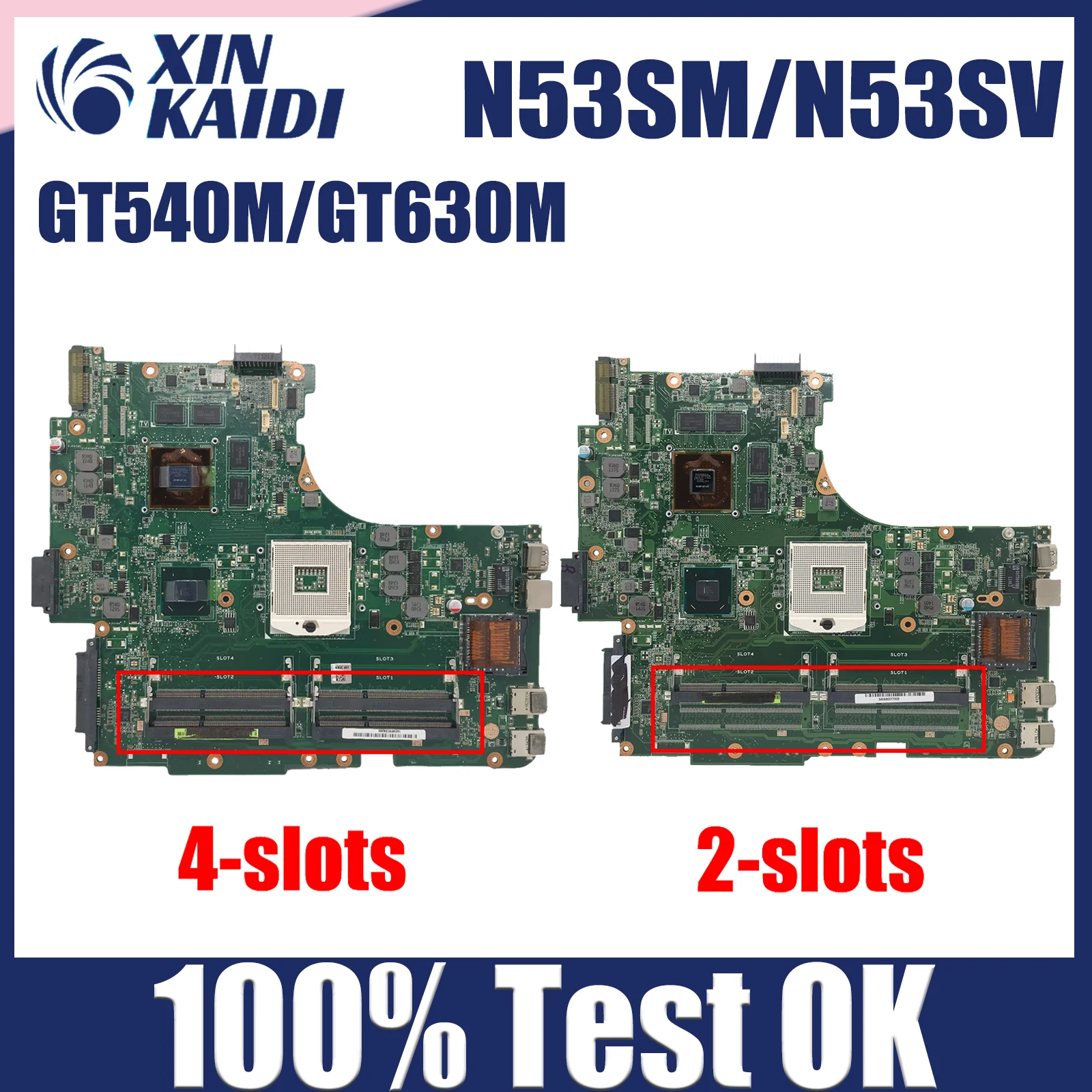 N53SV Mainboard For ASUS N53S N53SN N53SM Notebook Motherboard GT540M GT630M 2/4*Slots MAIN BOARD