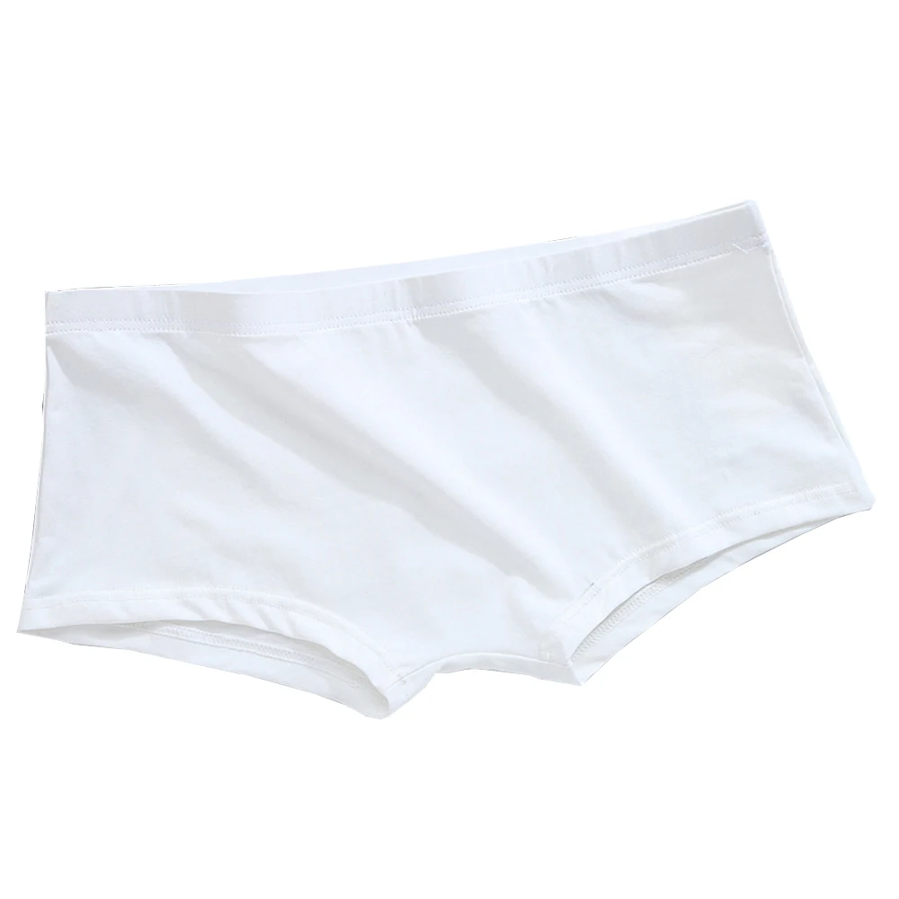 Boxer en coton taille basse pour homme, sous-vêtement athlétique, lingerie grande taille, renflement en U, blanc, noir, jaune