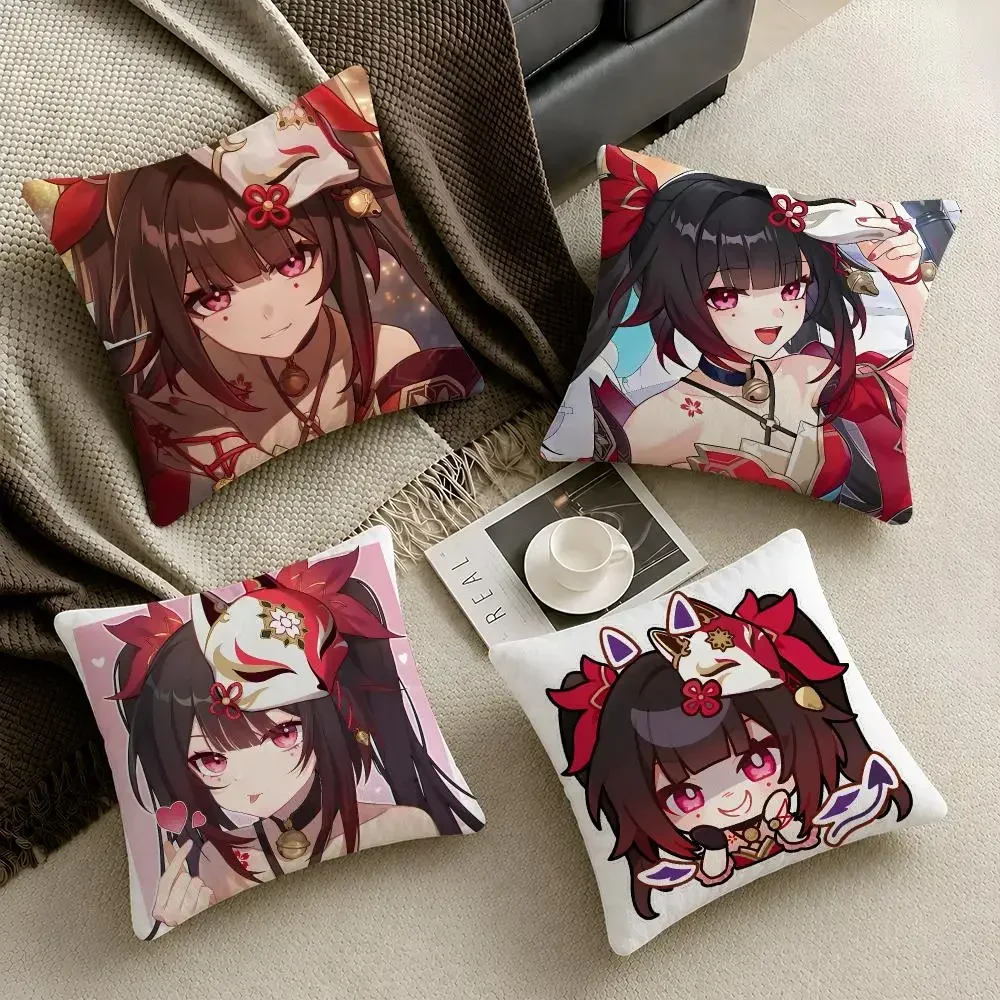 Gaming Honkai Star Rail Sparkle Chibi Cushion Cover Throw Pillow Soft Short Plush Durable Colorfast Sofa Bedroom Home Decor Gift