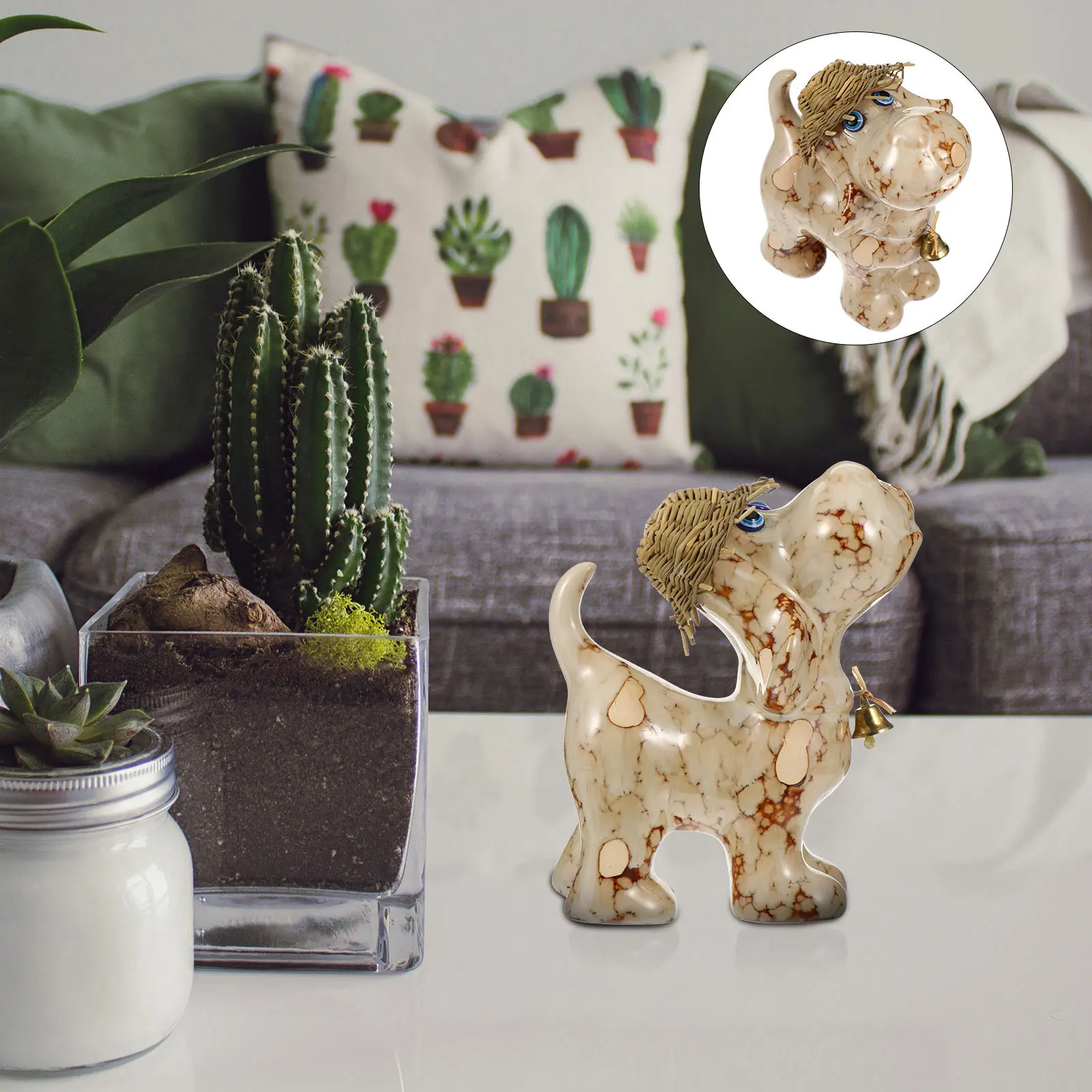 

Desktop Dog Ornament Ceramics Spotted Puppy Decor Unique Design Long Time Use Ceramics Spotted Dog Decor