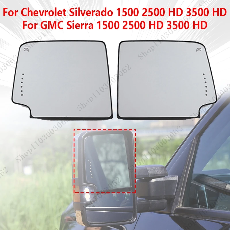 

Car LED Rearview Side Mirror Lens Glass With Heated For Chevrolet Silverado GMC Sierra 1500 2500 HD 3500 HD 2014 2015 2016 2017