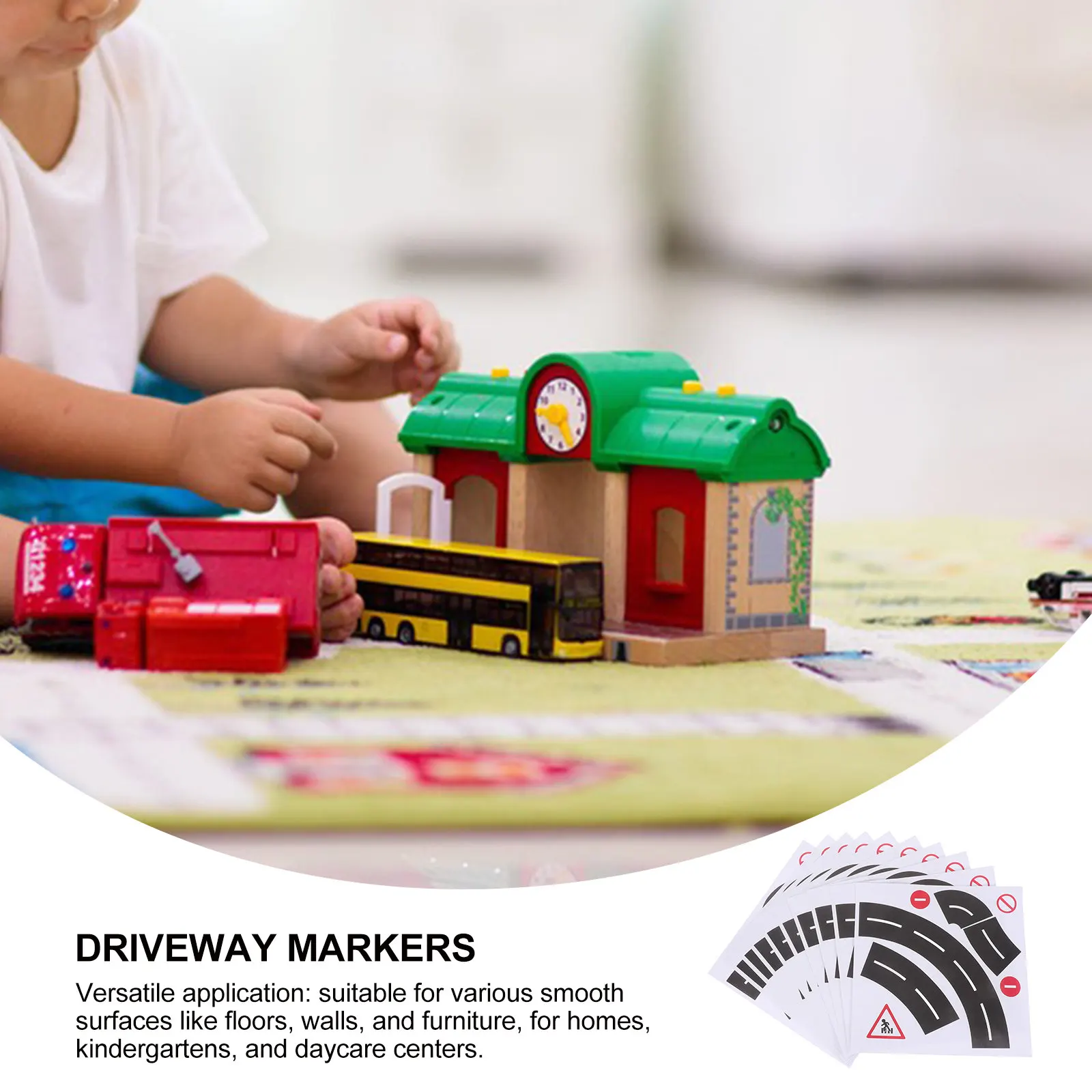 

10Sets Curve Road Stickers DIY Removable Adhesive Road Signs for Educational Traffic Signs Home Decoration Playroom