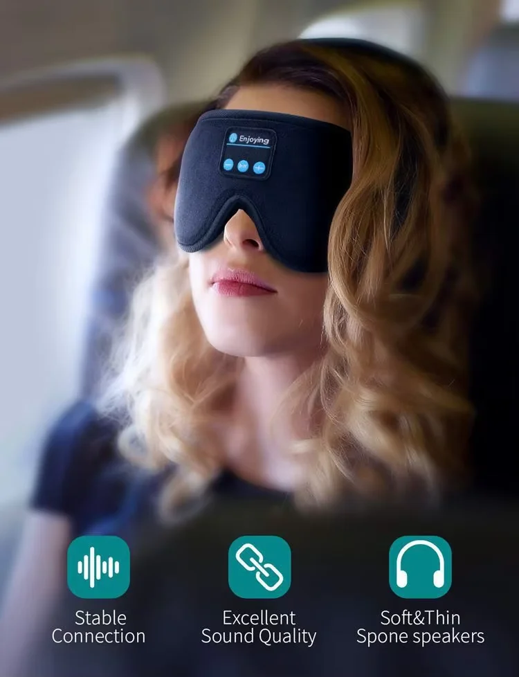 Bluetooth sleep headphones, 3D eye mask, wireless air travel, Bluetooth 5.0 headband, soft, elastic and comfortable music headph