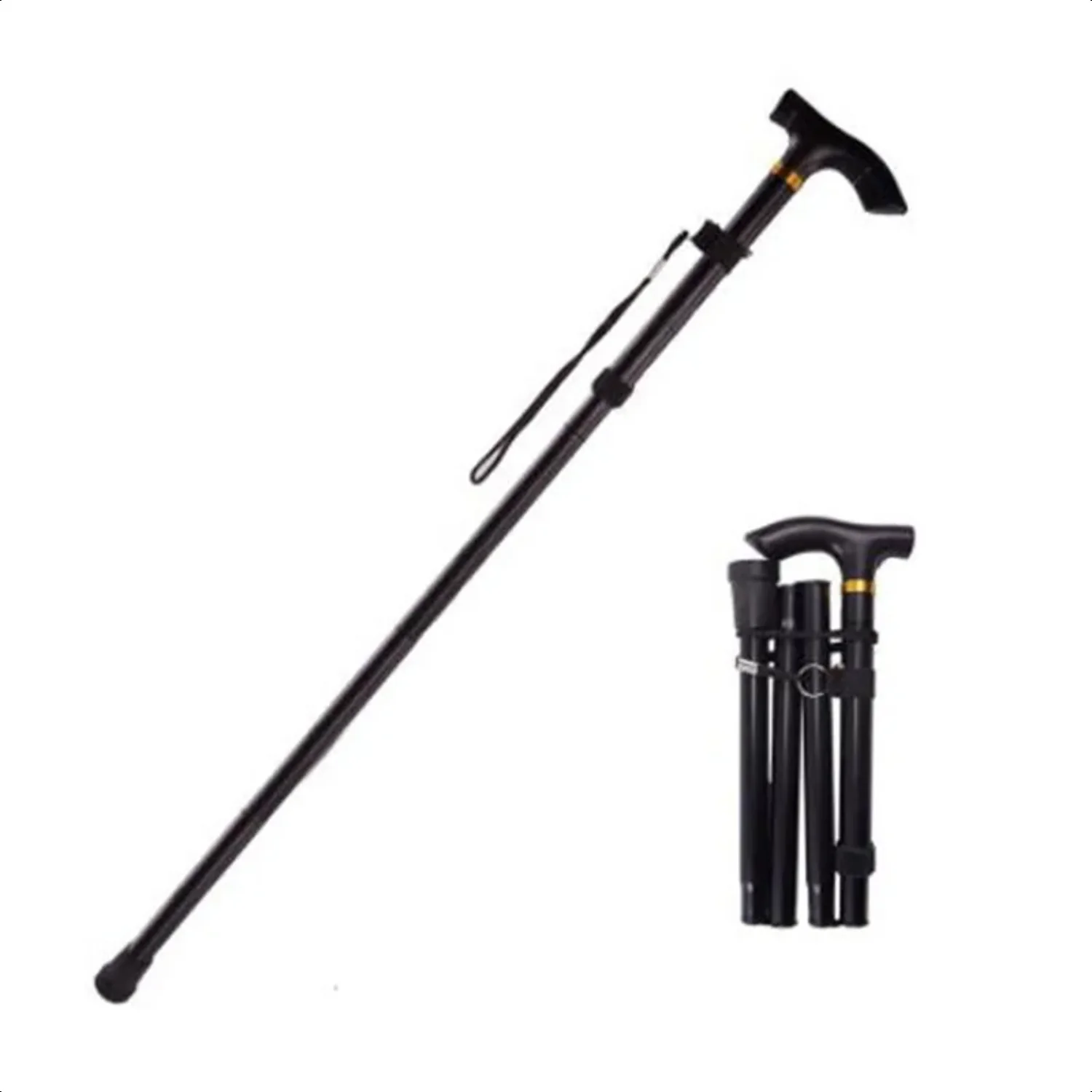 Multifunction Walking Stick Trekking Poles, Telescopic Fold, Hiking Crutch, Elderly Metal Cane, Outdoor