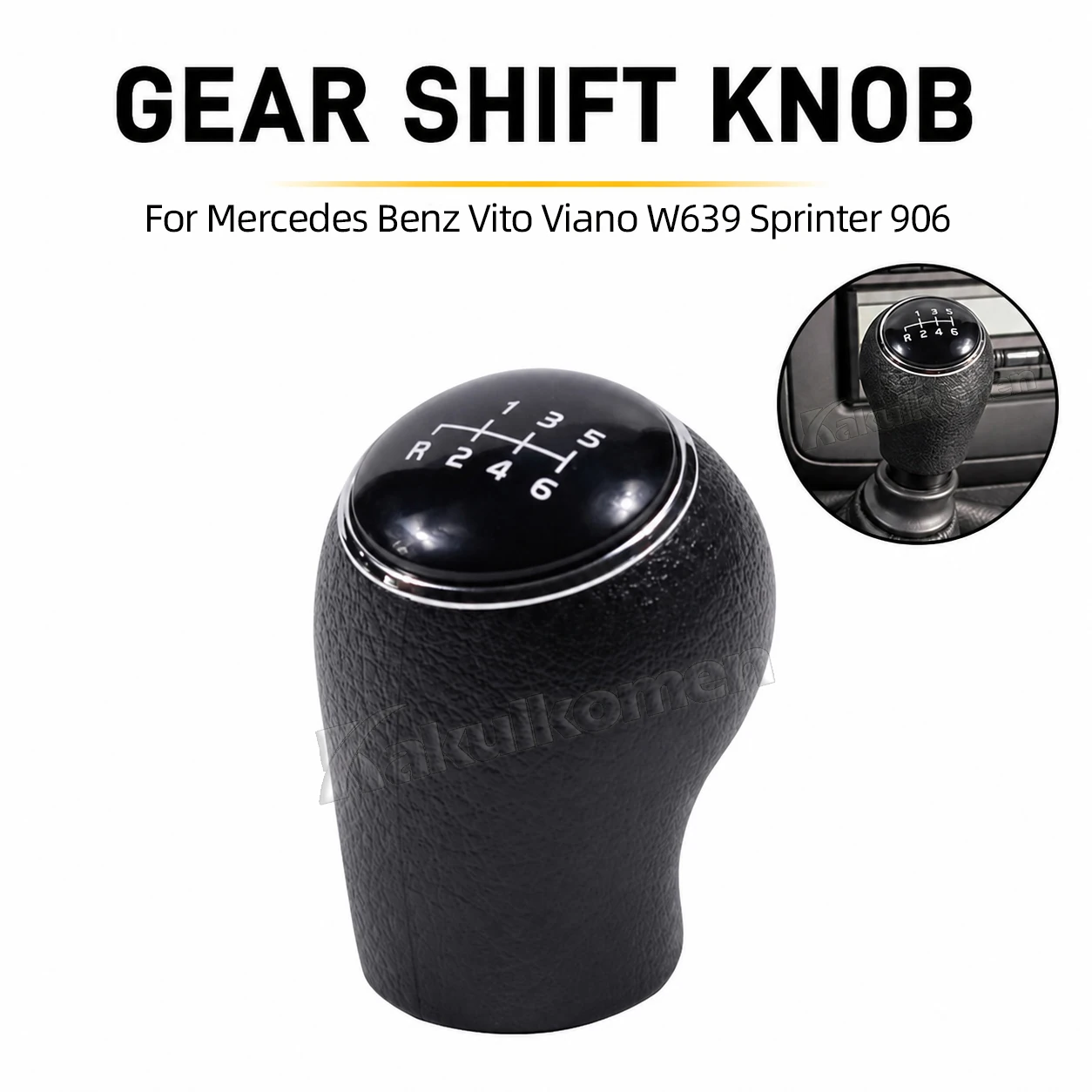 Schaltknauf Schalthebelkopf mit Leder-Manschette für Mercedes Benz Vito Viano W639 2003-2010 Schwarz 6-Gang Schaltgetriebe – Detail 23