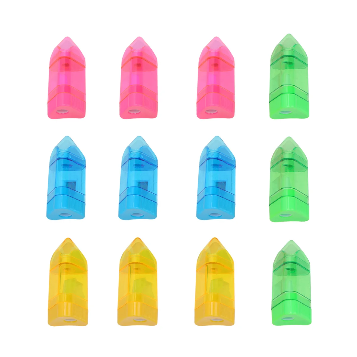 

12pcs Pencil Sharpeners Manual Colorful Plastic Sharpener For Students Stationery Supplies Classroom Office Use Random