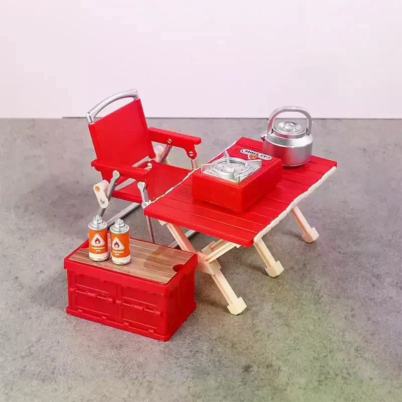 1:12 Dollhouse Miniature Camping Picnic Set Folding Chair Gas Stoves Model Decor Toy Doll House Accessories