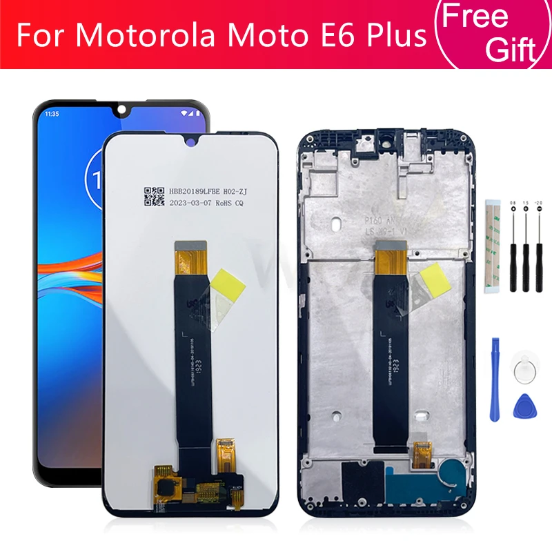 For Motorola Moto E6 Plus LCD Display Touch Screen Digitizer Assembly With Frame PAGA0004 PAGA0033 Screen Replacement Parts