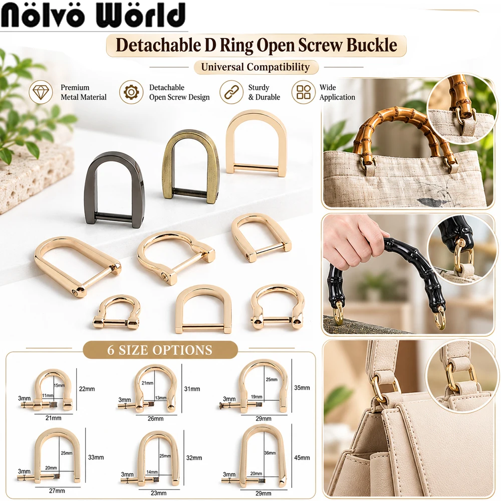 10/50/100PCS Metal Detachable Open Removable Shackle Screw Clasp For Handbag Shoulder Bag Strap D Ring Buckle Repair Accessories