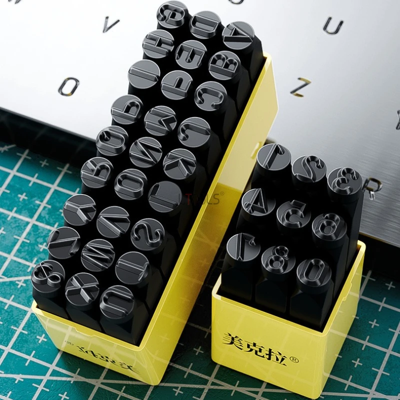 0-8 Number & 27 Letters Steel Punch Set Metal Alphabet Number Stamping Punch Tool Durable Industrial Factory Marking Punch Set