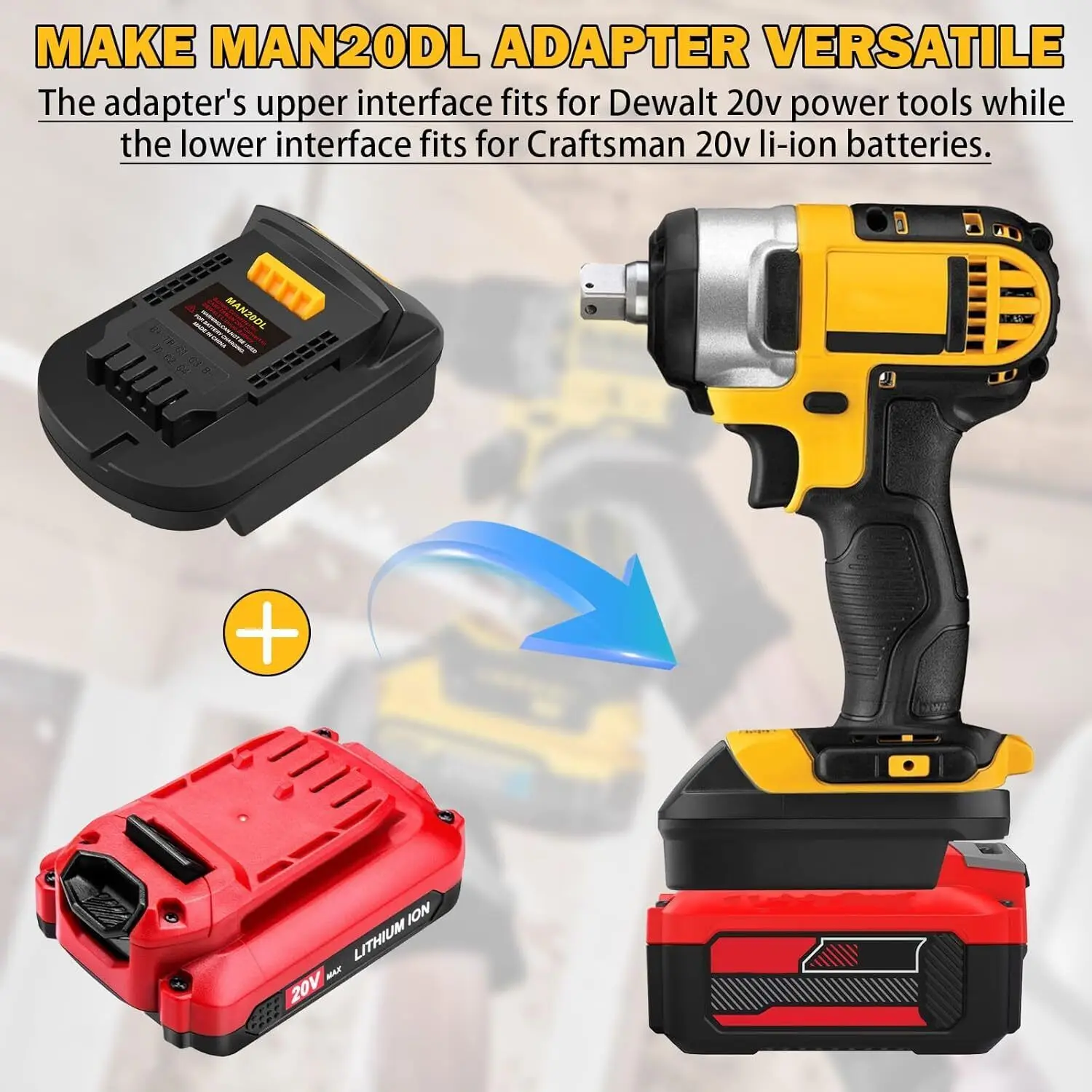 Adapter for Stanley New Fatmax V20 20V SB202 SB204 SB206 Battery Convert for Dewalt 18V/20V Li-ion Tool Use (Not Suit 18V Old)