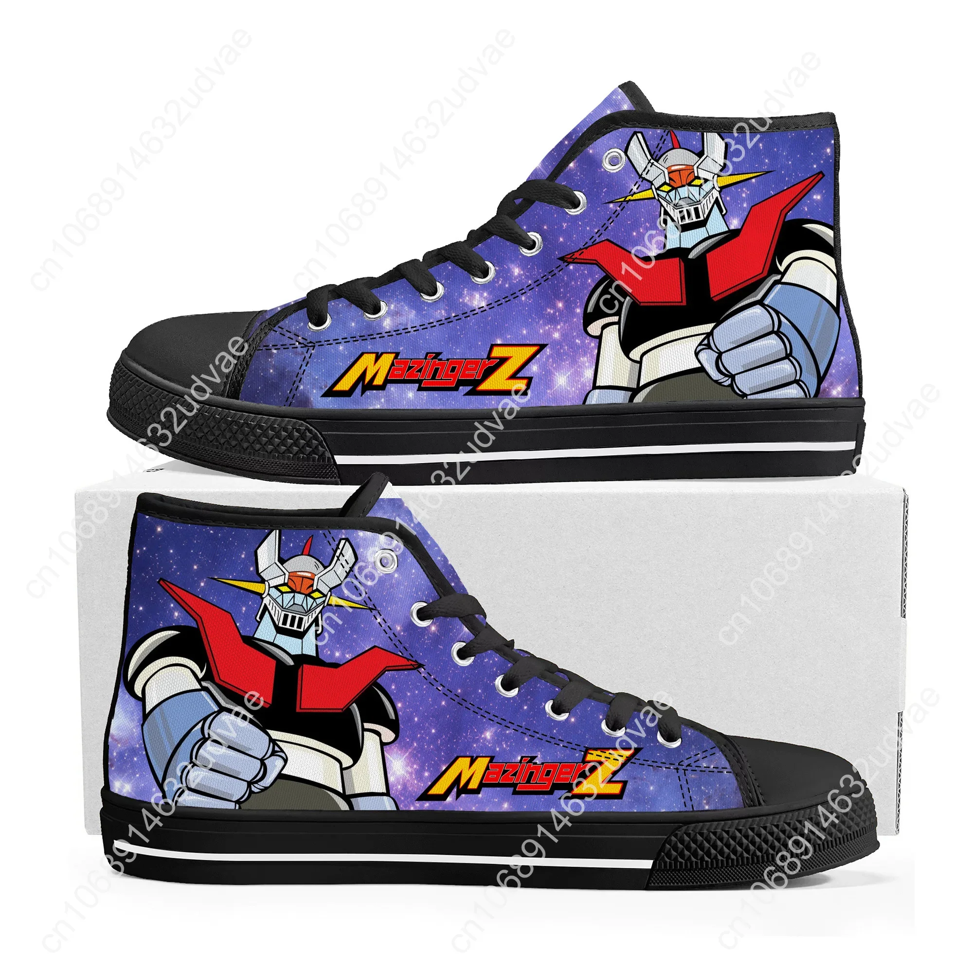 Hot Anime Mazinger Z Cartoon High Top Sneakers High Quality Mens Womens Teenager Canvas Sneaker Casual Couple Shoes Custom Shoe