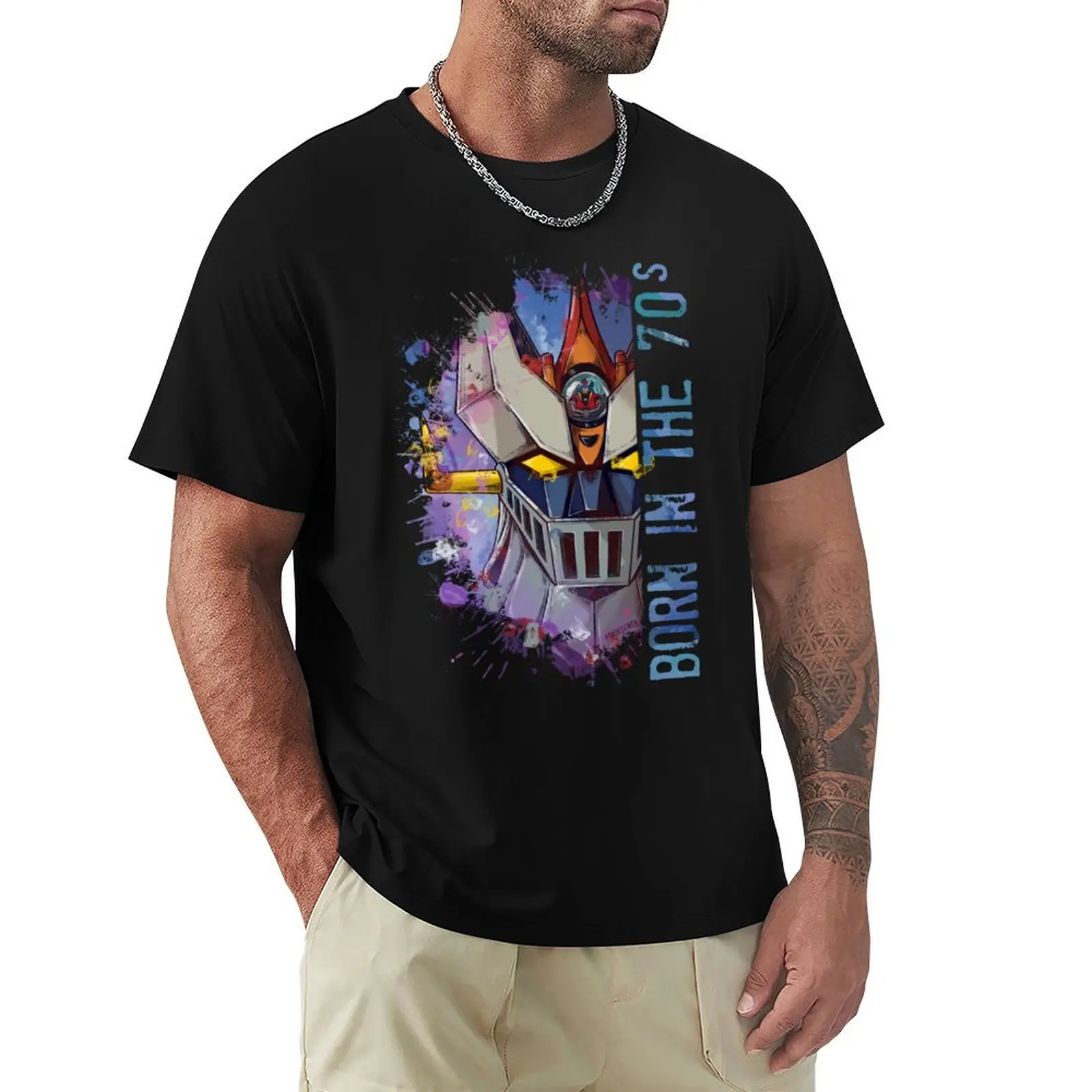 Great MAZINGA - Born In The Seventies T-Shirt Classic Graphic Short Sleeve Top