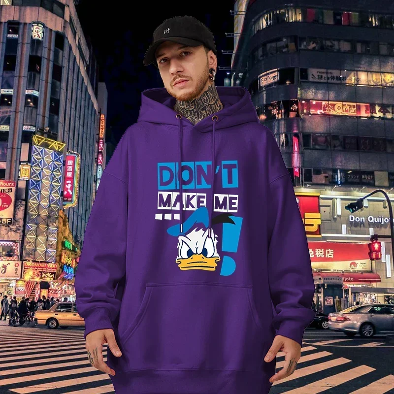 Cartoon Graphic Printed Male Sweatshirts Kawaii Donald Duck Classic Pattern Anime Trendy Men Hoodies Autumn Winter Casual Tops