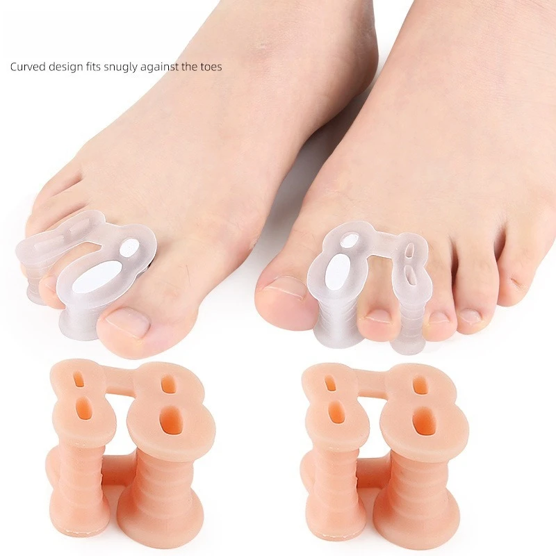 2 Pairs Adjustable Sponge Plug Pinch Foot Separator I-shaped Toe Splitter Thumb Valgus Big Foot Bone Overlapping Toe Orthosis