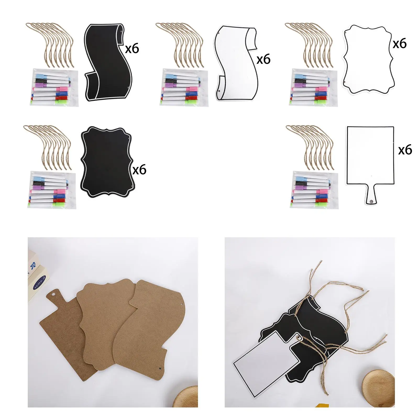 กระดานแห้งลบได้6ชิ้นอุปกรณ์การเรียนการสอนแบบพกพาอเนกประสงค์พร้อมปากกาสำหรับงานแต่งงานงานเลี้ยงสำนักงานบ้านโรงเรียน