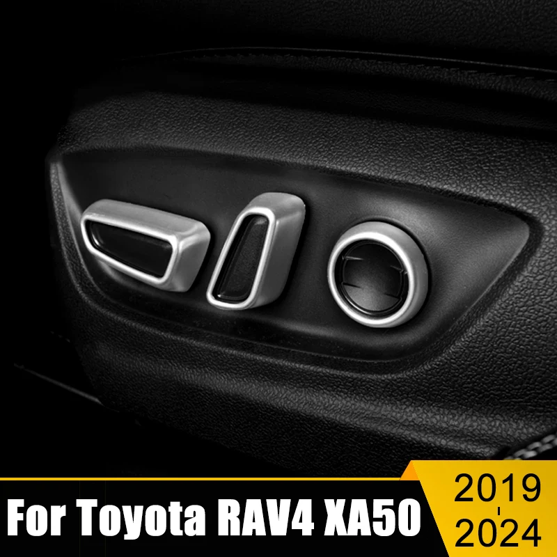 

ABS Car Seat Adjustment Switch Knob Panel Trim Cover Sticker For Toyota RAV4 2019 2020 2021 2022 2023 2024 RAV 4 XA50 Hybrid