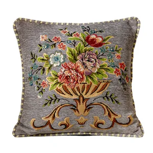 European luxury embroidery Floral Cushions Case, Chenille, Jacquard Pillows, Binding Border, Decorative, Decoration room 10 main sales luxury embroidered pillows - №10