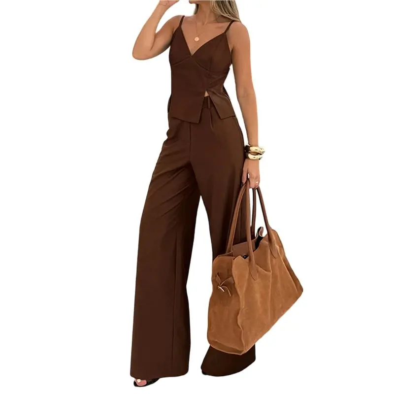 

Женские летние комплекты CYL: 2-х предметные наряды с укороченным пиджаком на пуговицах и брюками с широкими штанинами