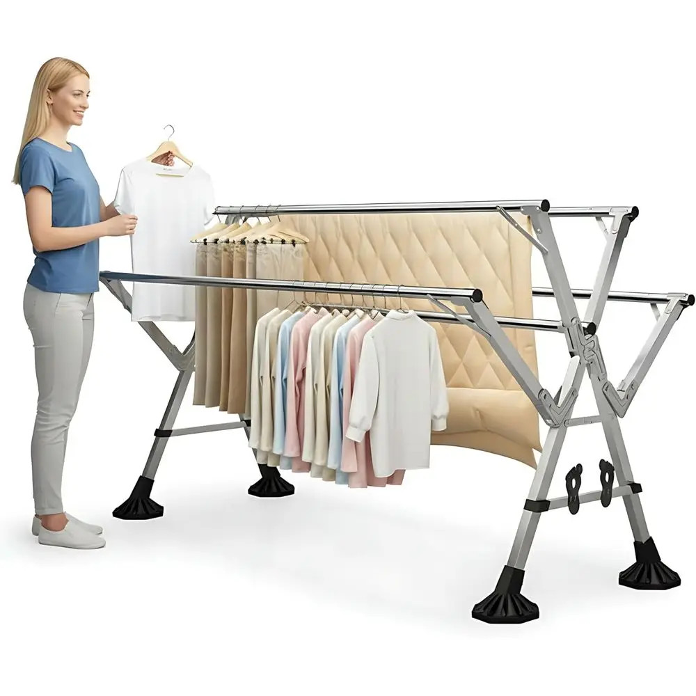 

Прочная раскладная вешалка для одежды на 94 предмета с ветрозащитными крючками, портативная и компактная сушилка для использования в помещении и на улице