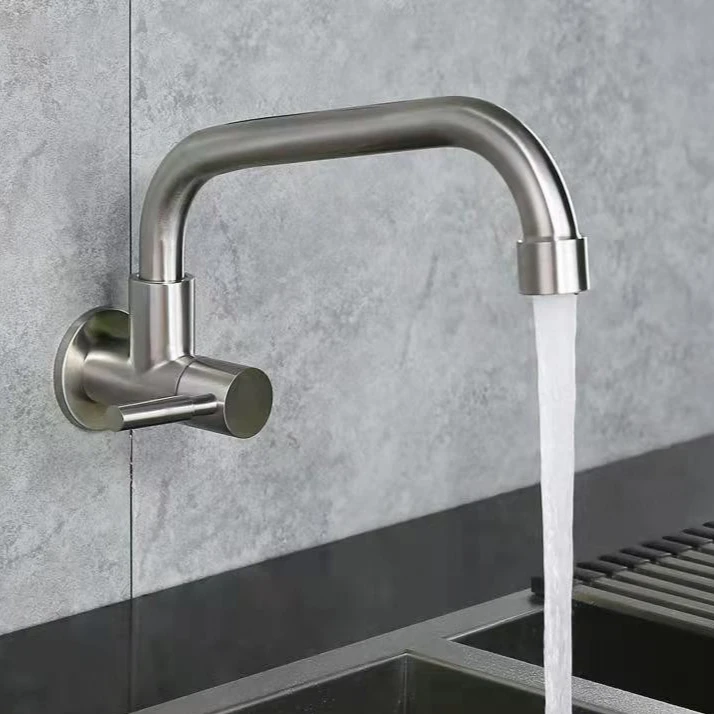 

Kitchen Faucet Wall Mounted Wall Mounted SUS304 Stainless Steel Splash Proof Faucet 7-type Faucet Suitable for Kitchen Washing