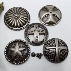 Punk Vintage Silver Western Texas Star Stud Rivet Leathercraft Saddle Conchos for Leather Craft Belt Bag Jewelry DIY Accessories