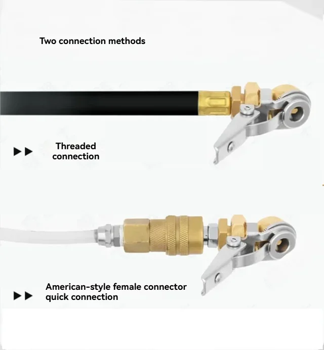 Tire Inflation Clamp Connector Round Head Chuck  for Air Compressor with Deflation Function for Quick Tire Inflation