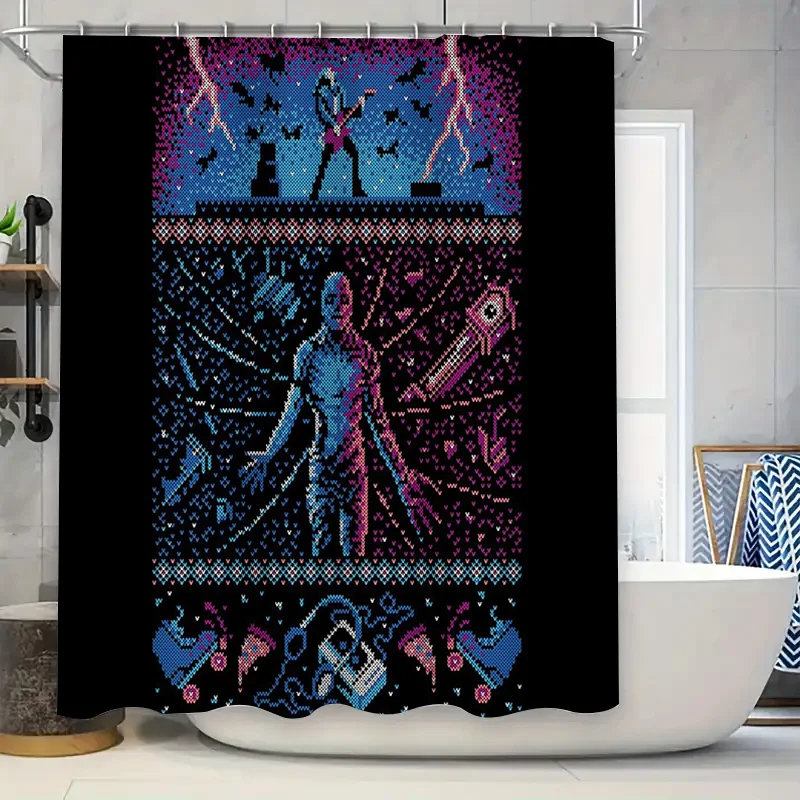 

Gothic Demon Shower Curtain Dark Fantasy Horror Home Decor Wall Hanging Tapestry Halloween Spooky Room Divider