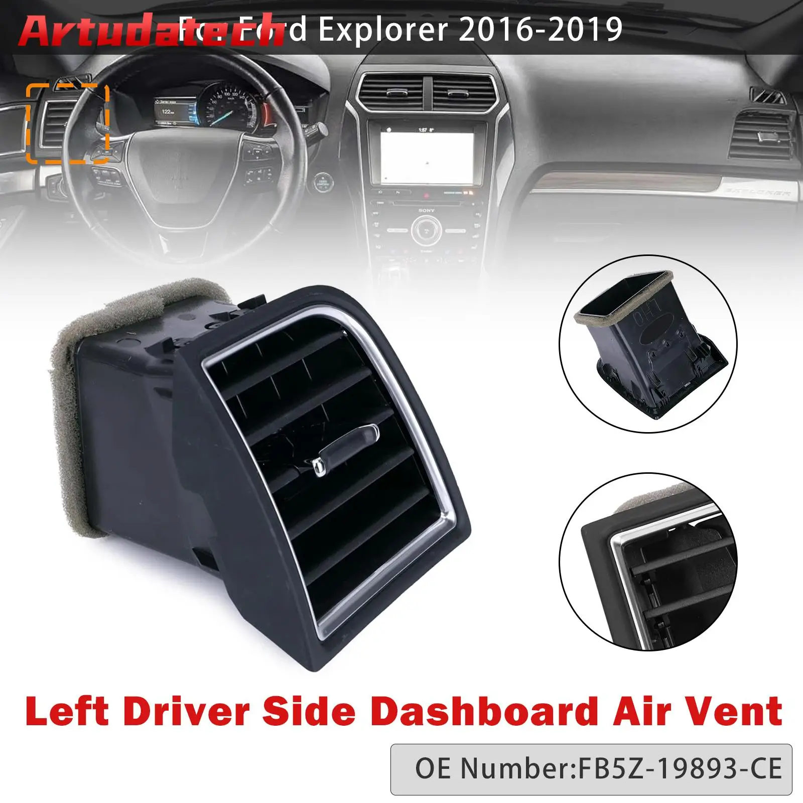 

Artudatech Left Driver Side Dashboard Air Vent Outer FB5Z-19893-CE For Ford 2016 2017 2018 2019 Explorer