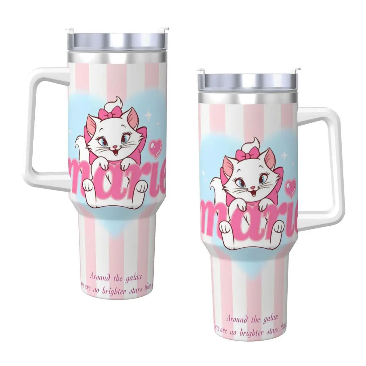 Marie Cat Cartoon Stainless Steel Tumbler Driving Car Mugs Large Capacity Thermal Cups Heat Cold Drink Milk Tea Water Bottle