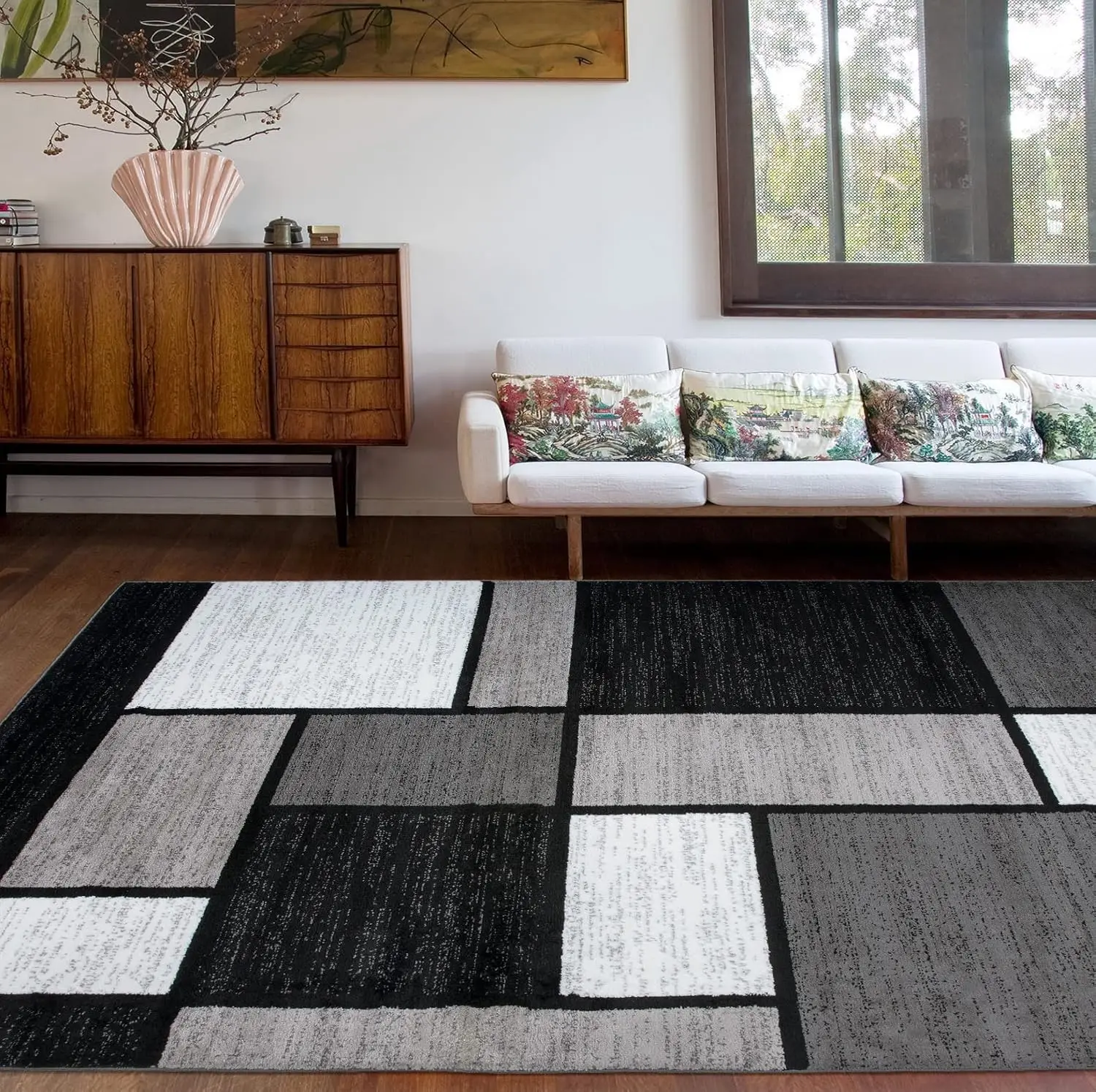 

Rugshop Contemporary Modern Boxes for Home Office,Living Room,Bedroom,Kitchen Non-Shedding Area Rug 7' 10" X 10' 2"