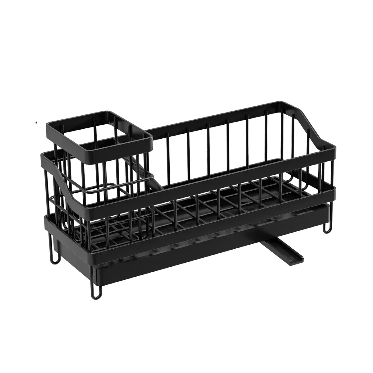 Brush Holder Drain Rack Home Cleaning Black Convenient Brush And Sponge Rack Accessory Countertop Organization