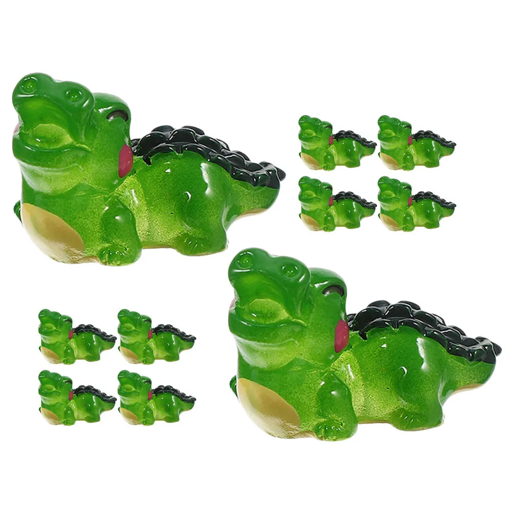 10개 미니 악어 조각상 레진 피규어 책상용 분재 DIY 조경 소형 동물 피규어 정원 장식품