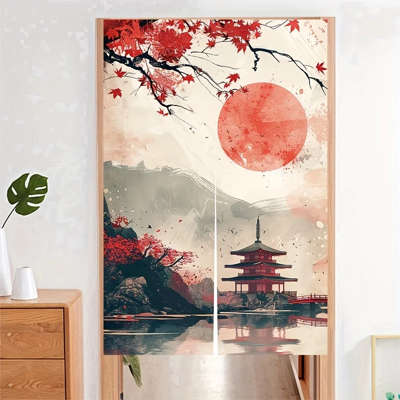 Japanese Cherry Blossom Sakura Door Curtain Room Divider Screen Panel Oriental Zen Asian Home Decor Art Privacy Room Separator W