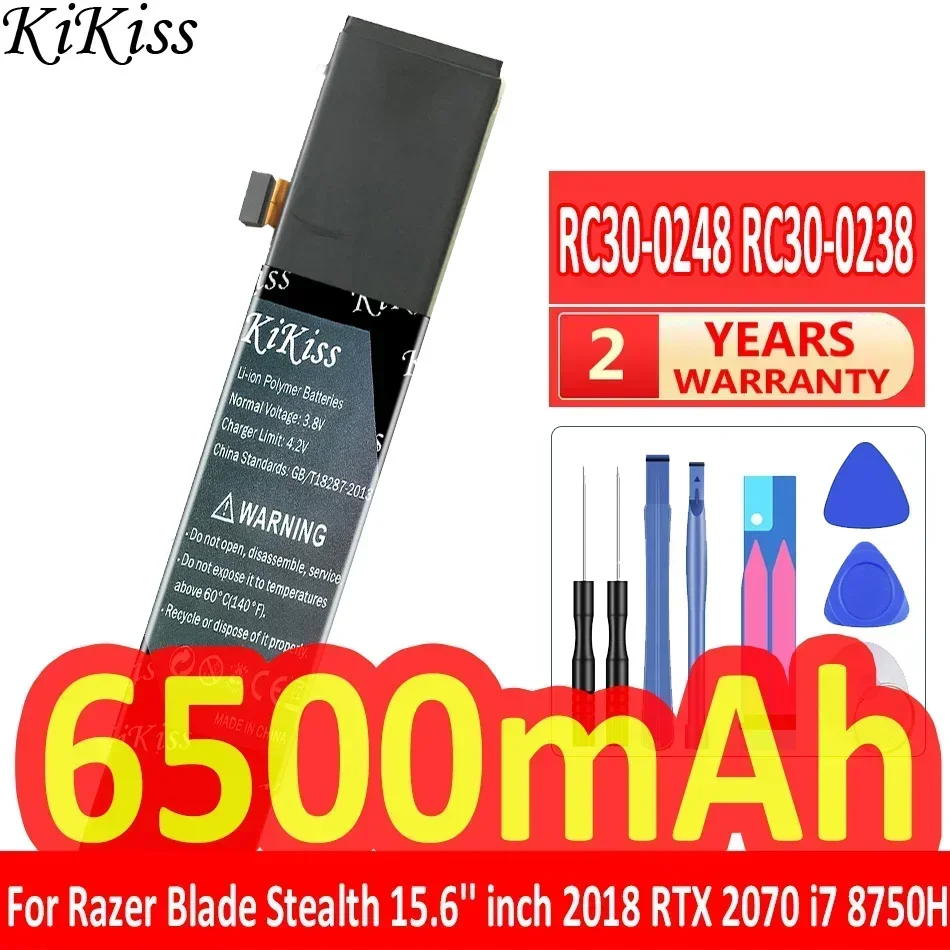 KiKiss Powerful Battery RC30-0248 RC30-0238 RC300248 RC3002 6500mAh For Razer Blade Stealth 15.6'' inch 2018 RTX 2070 i7 8750H