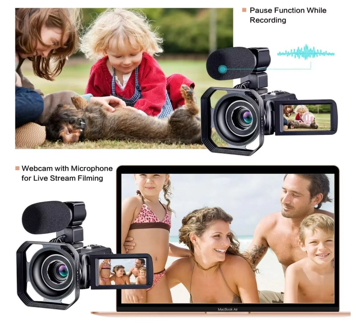 4K Camera, 48MP High-definition Digital Camera, Video Recorder With Microphone and Touch Screen