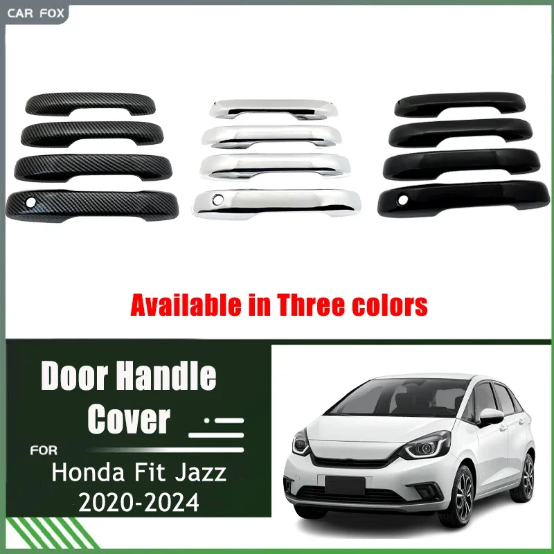 

Chrome Door Handle Cover Trim for Honda Fit Jazz GR 2020-2024 2021 2022 2023 Car Accessories Carbon Fiber Set Sticker Styling