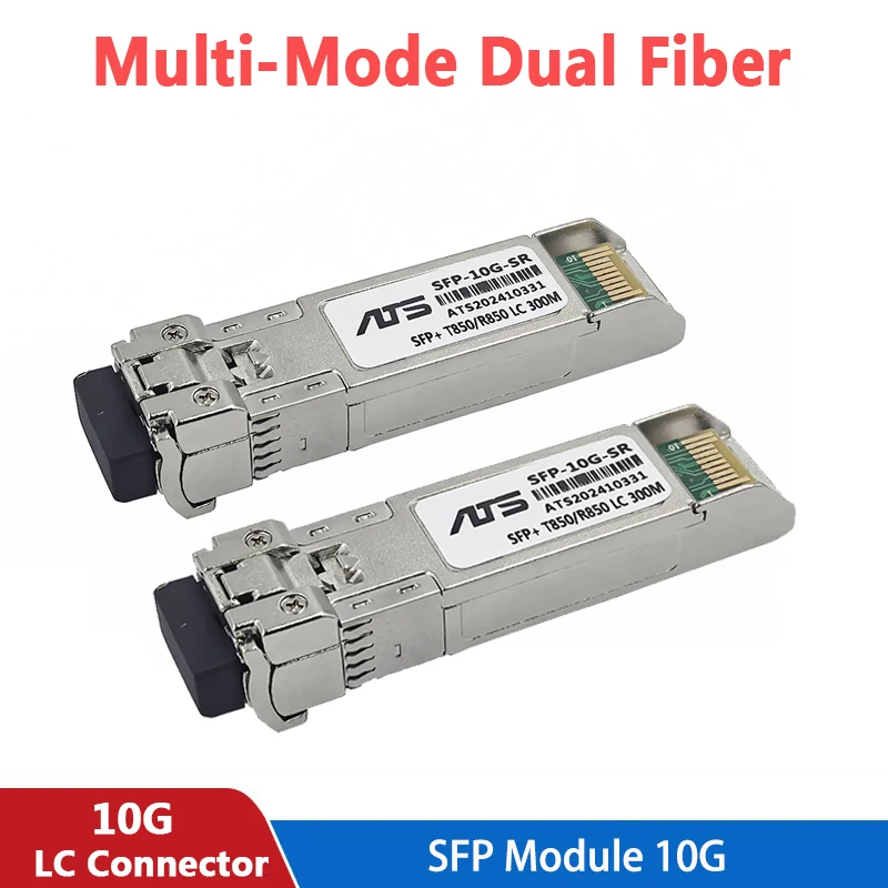 

Модуль 10G SFP+, многорежимный SR Duplex LC Gigabit, 850 нм, 300 м, оптоволоконный модуль приемопередатчика SFP, совместимый с коммутатором Cisco/Mikrotik