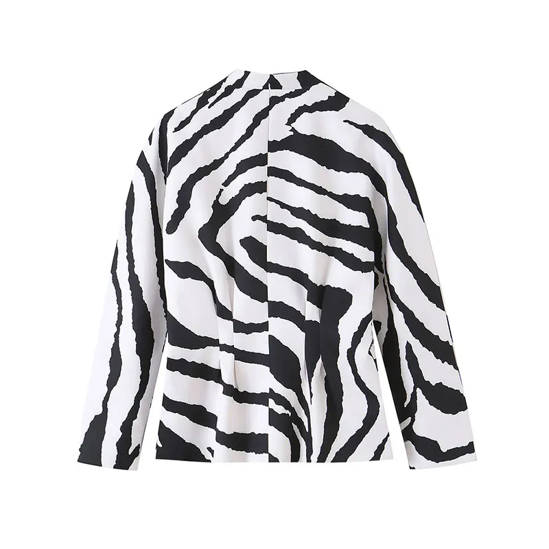 TFAFXY 2026 Autumn Women's Zebra Print Button Blazer Notch Lapel Slim Fit Long Sleeve Animal Print Party Suit Jacket