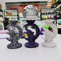 Resin Moon Star Wolf head Statue Display stand base for crystal spheres Creative Ball Holder Table ornaments Home Decor