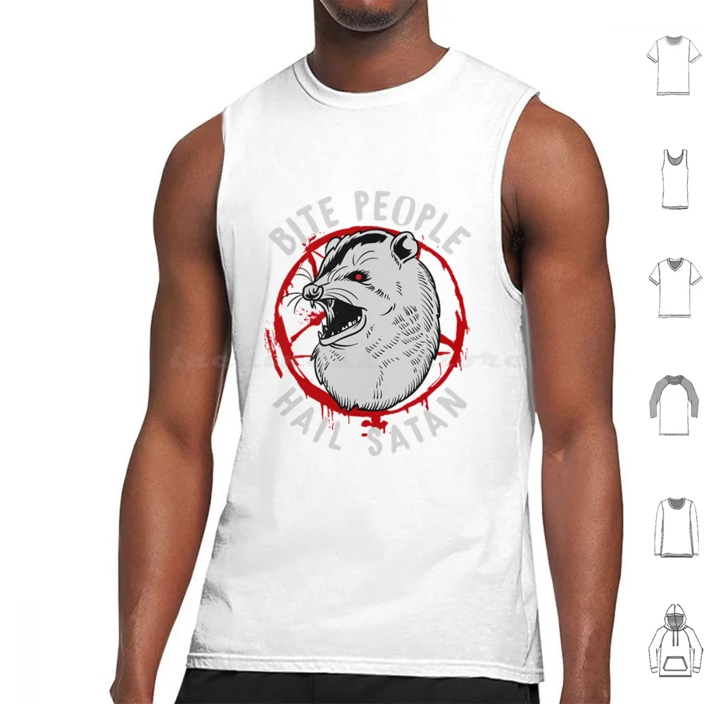 Bite People Hail Satan I Pentagram Tank Tops Vest Sleeveless Satanic Satan Baphomet Satanic Temple Satanist Satanism