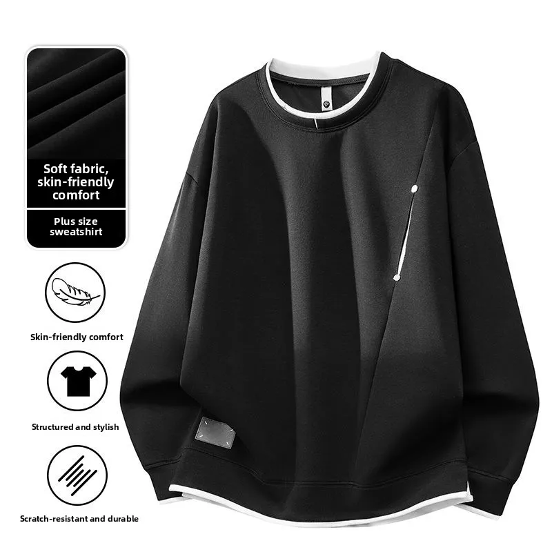 

Мужская повседневная толстовка с эффектом двухслойности, молодежная, универсальная, весна-осень, из органического хлопка, размеры M-8XL, новый дизайн, Haome, легко сочетается со всем.