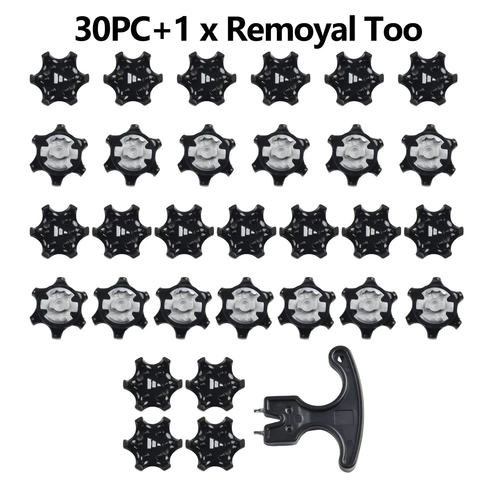 30PCS Golf Shoe Spikes Clamp Cleat Replacement Screw In Removal Tools 2.9x1.2cm Plastic Black Soft Durometer TPU Accesseries