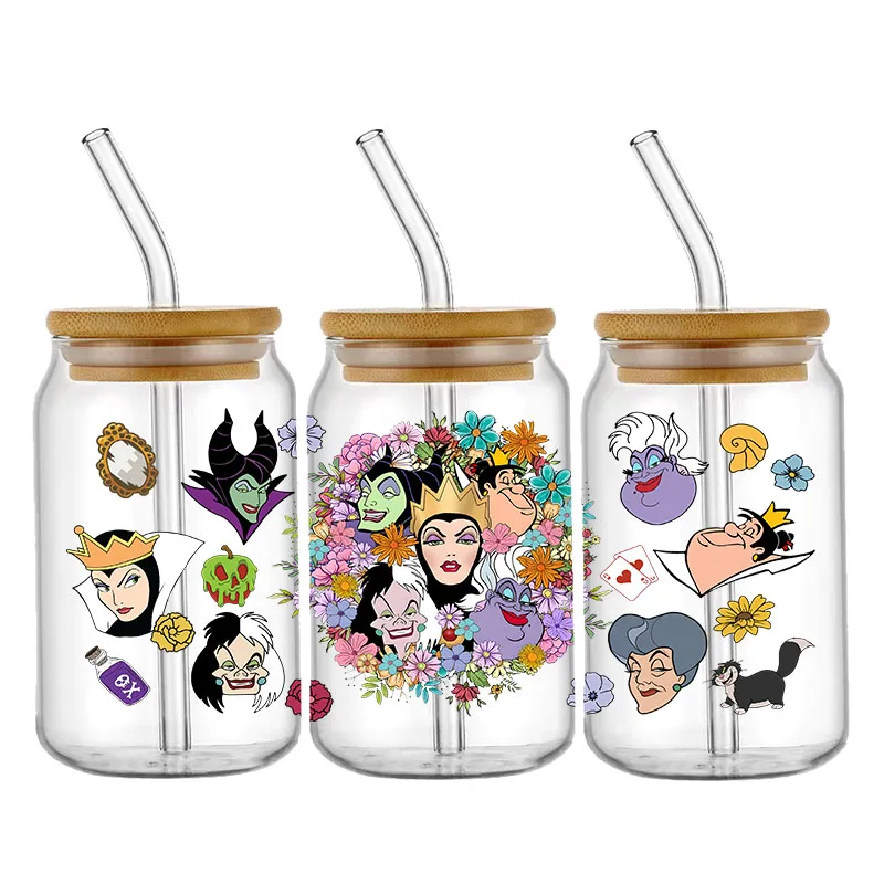 Imagem -03 - Disney-adesivo Impermeável e Auto-adesivo de Transferência de Halloween Logotipo Faça Você Mesmo Personalizado uv Dtf Vilão 16oz 20oz